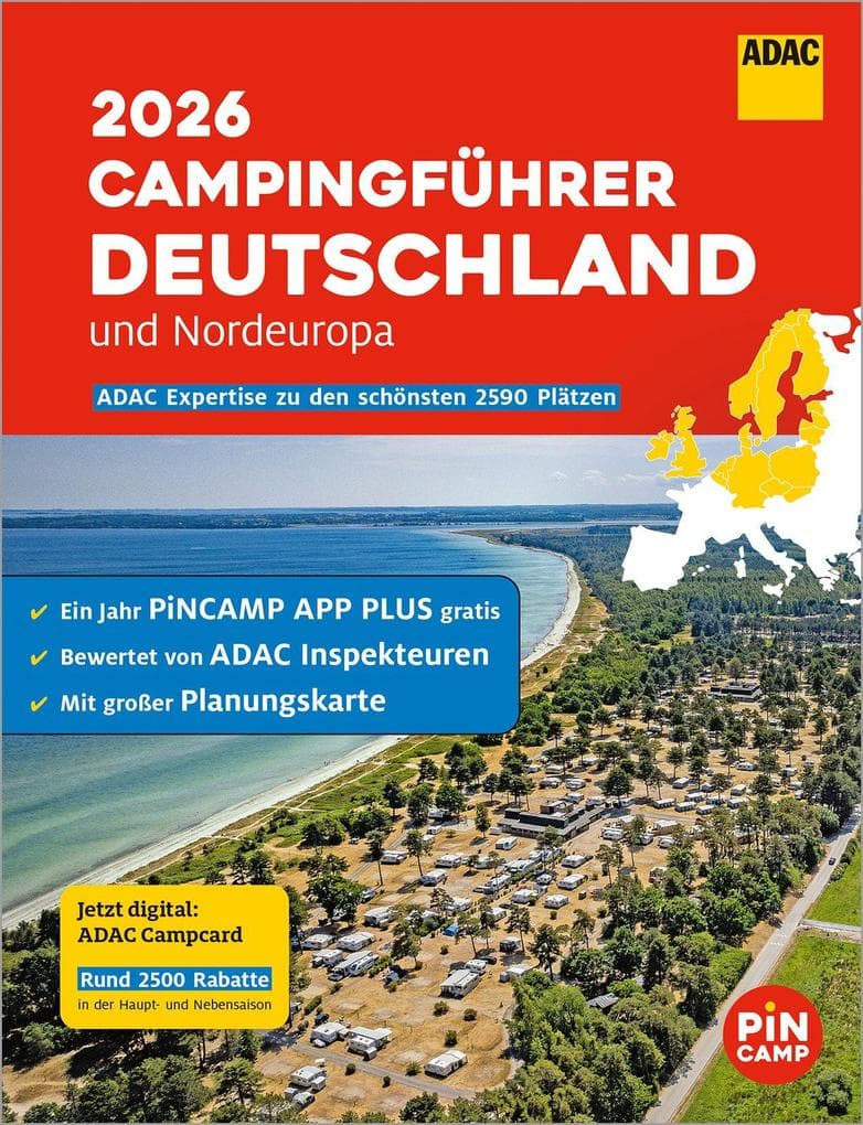 ADAC Campingführer Deutschland/Nordeuropa 2026: Mit Gutscheincode: 1 Jahr PINCAMP Camping App kostenlos (Wert: 11,99 EUR)