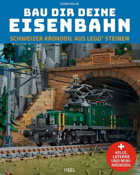 Bau dir deine Eisenbahn: Schweizer Krokodil aus LEGO® Steinen + Kelle, Laterne und Mini-Krokodil zum Selberbauen