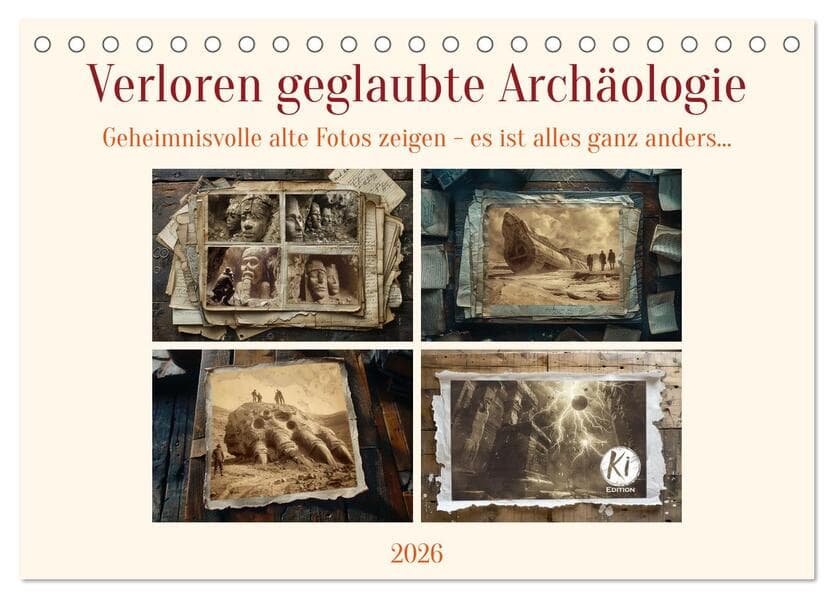 Verloren geglaubte Archäologie (Tischkalender 2026 DIN A5 quer), CALVENDO Monatskalender: Unbekannte Zivilisationen? Sepia-Schnappschüsse aus der Geschichte