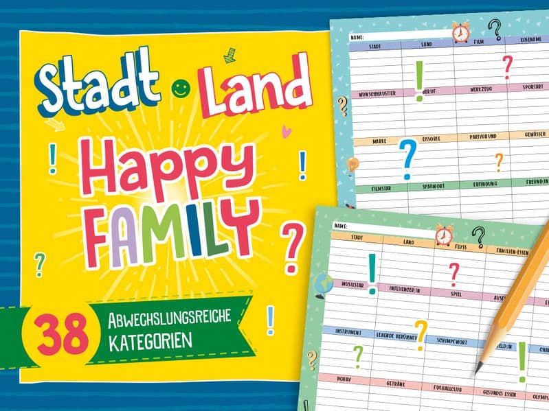 Stadt, Land, Happy Family - Spieleblock: 38 abwechslungsreiche Kategorien