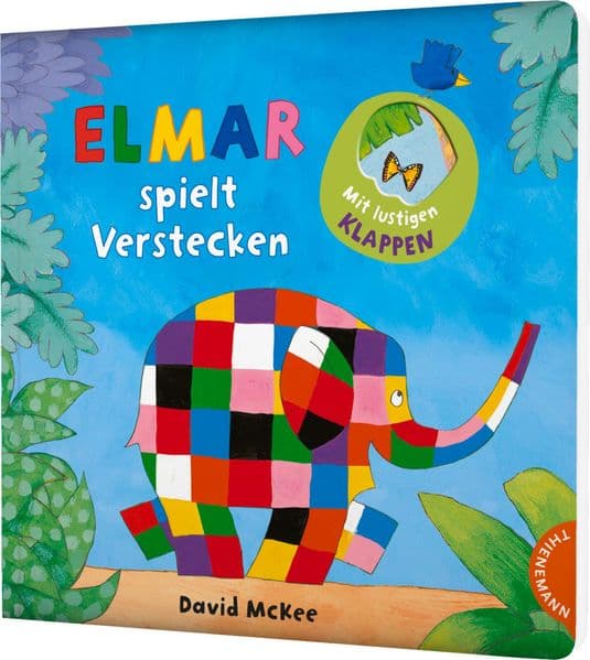 Elmar: Elmar spielt Verstecken: Farbenfrohes Pappbilderbuch - mit Klappen zum Suchen und Verstecken