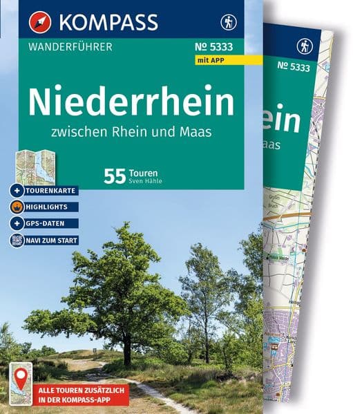 KOMPASS Wanderführer Niederrhein, zwischen Rhein und Maas, 55 Touren mit Extra-Tourenkarte: mit Touren und GPS-Daten in der KOMPASS-App