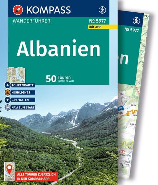 KOMPASS Wanderführer Albanien, 50 Touren mit Extra-Tourenkarte: mit Touren und GPS-Daten in der KOMPASS-App