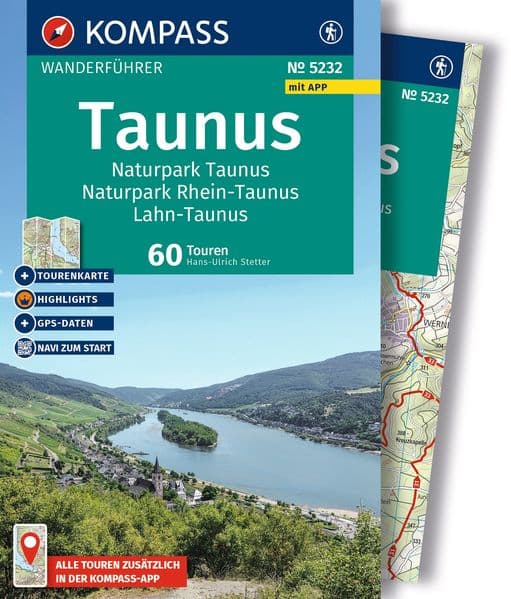 KOMPASS Wanderführer Taunus, Naturpark Taunus, Naturpark Rhein-Taunus, Lahn-Taunus, 60 Touren mit Extra-Tourenkarte: mit Touren und GPS-Daten in der KOMPASS-App