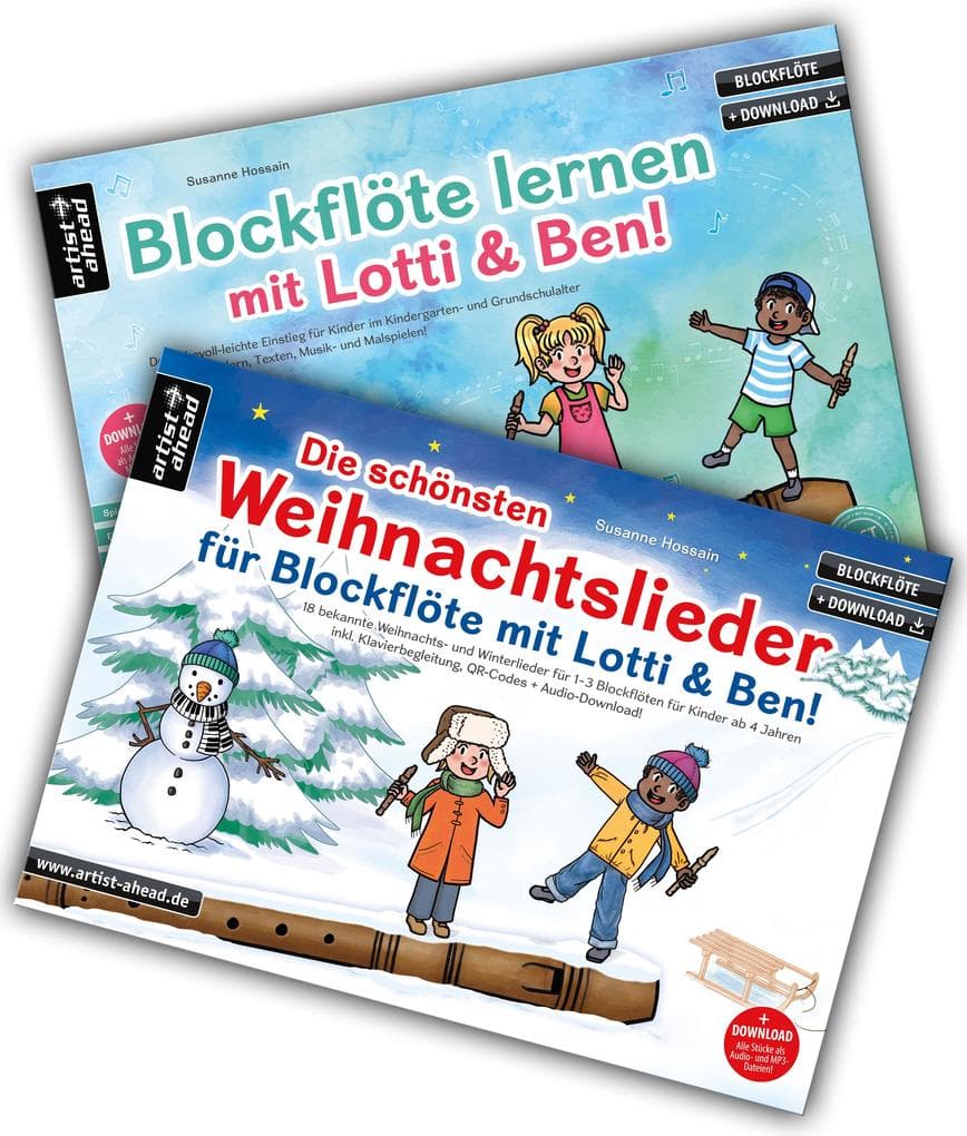 Blockflöte lernen mit Lotti & Ben + Die schönsten Weihnachtslieder für Blockflöte im Set!: Die Blockflötenschule für Kinder - der leichte Einstieg (inkl. Klavierbegleitung, QR-Codes + Audio-Download)