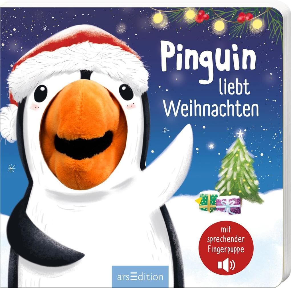 Pinguin liebt Weihnachten: Mit sprechender Fingerpuppe