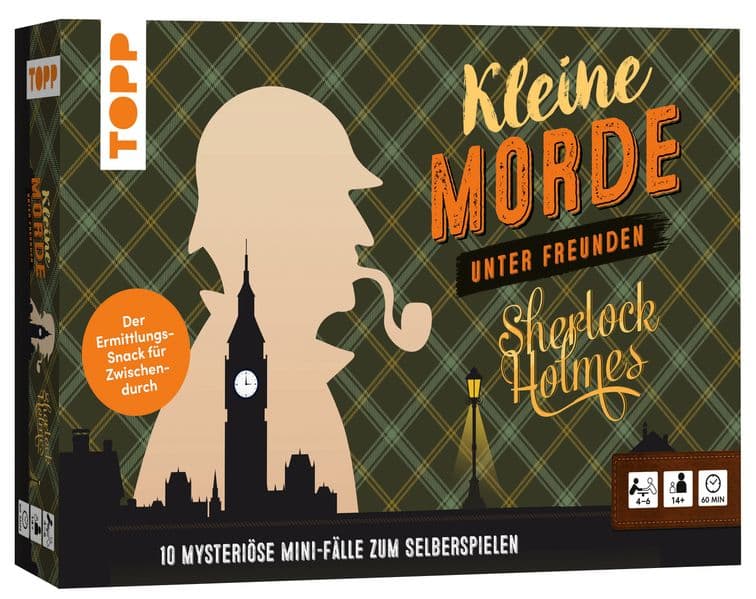 Kleine Morde unter Freunden: Sherlock Holmes. 10 mysteriöse Mini-Fälle zum Selberspielen: Für 4-6 Personen, 45-60 Minuten. Mit Rollen- und Hinweiskarten sowie Booklet. Ermittlungs-Snack für Zwischendurch