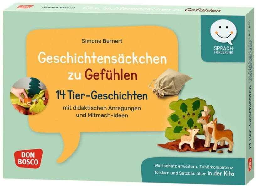 Geschichtensäckchen zu Gefühlen: 14 Tier-Geschichten mit didaktischen Anregungen und Mitmach-Ideen. Wortschatz erweitern, Zuhörkompetenz fördern und Satzbau üben in der Kita