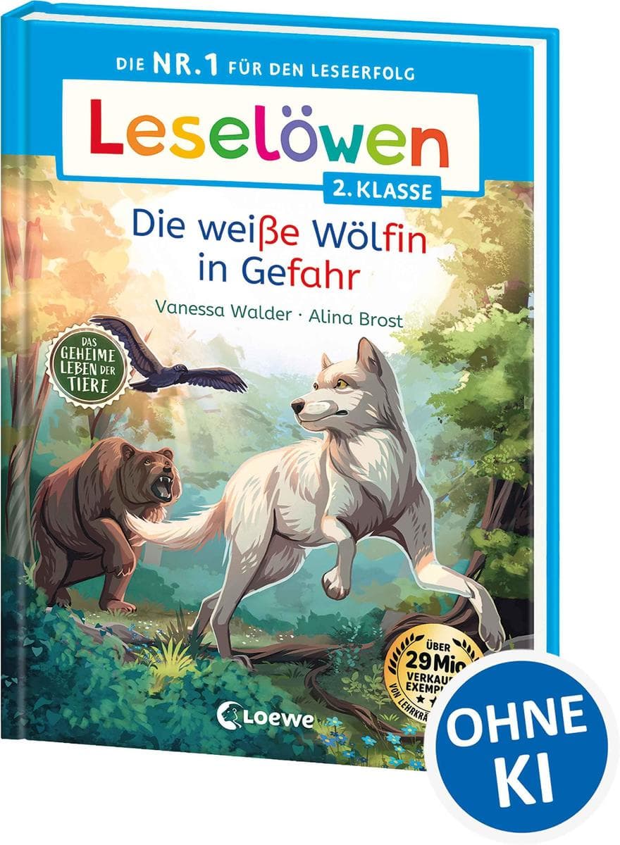 Leselöwen 2. Klasse - Das geheime Leben der Tiere - Die weiße Wölfin in Gefahr: Die Nr. 1 für den Leseerfolg - Mit Silbenfärbung und Leselernschrift ABeZeh - Erstlesebuch für Kinder ab 7 Jahren
