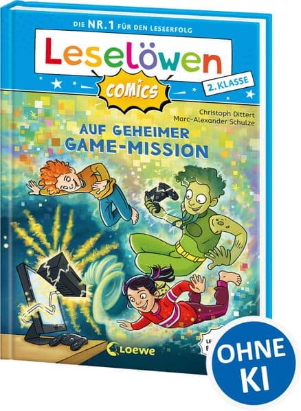 Leselöwen Comics 2. Klasse - Auf geheimer Game-Mission: Die Nr. 1 für den Leseerfolg als Comic-Buch! - Mit Leselernschrift ABeZeh - Erstlesebuch für Kinder ab 7 Jahren