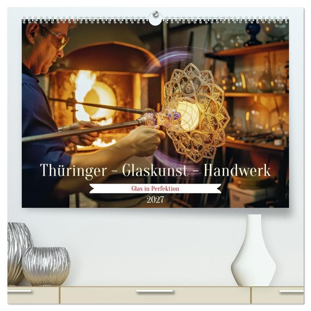 Thüringer - Glaskunst - Handwerk (hochwertiger Premium Wandkalender 2027 DIN A2 quer), Kunstdruck in Hochglanz: In den Werkstätten zwischen Ilmenau und Rennsteig entstehen Kunstwerke, die aus Feuer, Sand und Präzision geboren werden.