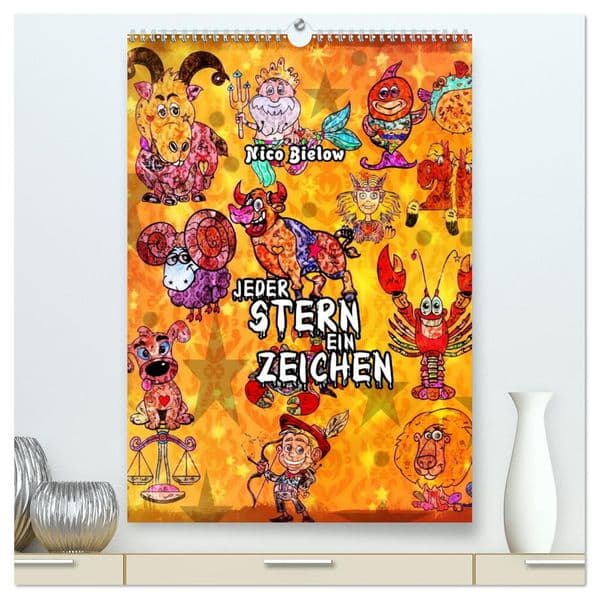 Jeder Stern ein Zeichen (hochwertiger Premium Wandkalender 2027 DIN A2 hoch), Kunstdruck in Hochglanz: Jeder hat und ist ein Sternzeichen. Dem einen ist es wichtig, dem anderen egal. Aber an diesen lustigen Pop Art Sternchen kommt man nicht vorbei.