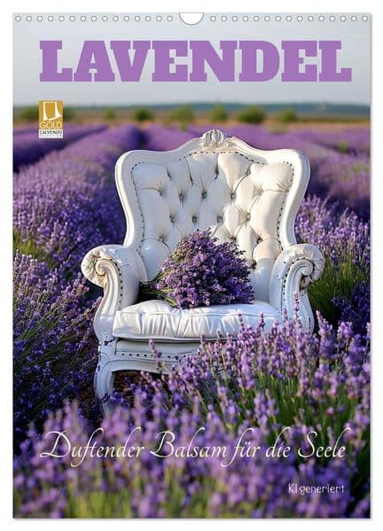 Lavendel (Wandkalender 2027 DIN A3 hoch), CALVENDO Monatskalender: Der violette Duft des Sommers als Balsam für die Seele - KI generiert