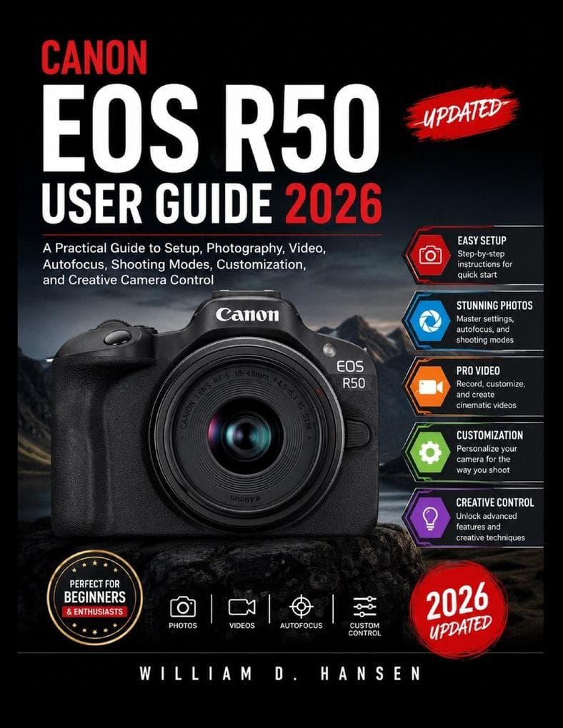 CANON EOS R50 USER GUIDE 2026 (updated): A Practical Guide to Setup, Photography, Video, Autofocus, Shooting Modes, Customization, and Creative Camera Control