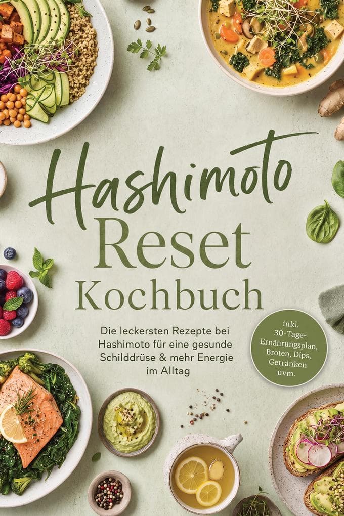 Hashimoto Reset Kochbuch: Die leckersten Rezepte bei Hashimoto für eine gesunde Schilddrüse & mehr Energie im Alltag - inkl. 30-Tage-Ernährungsplan, Broten, Dips, Getränken uvm.