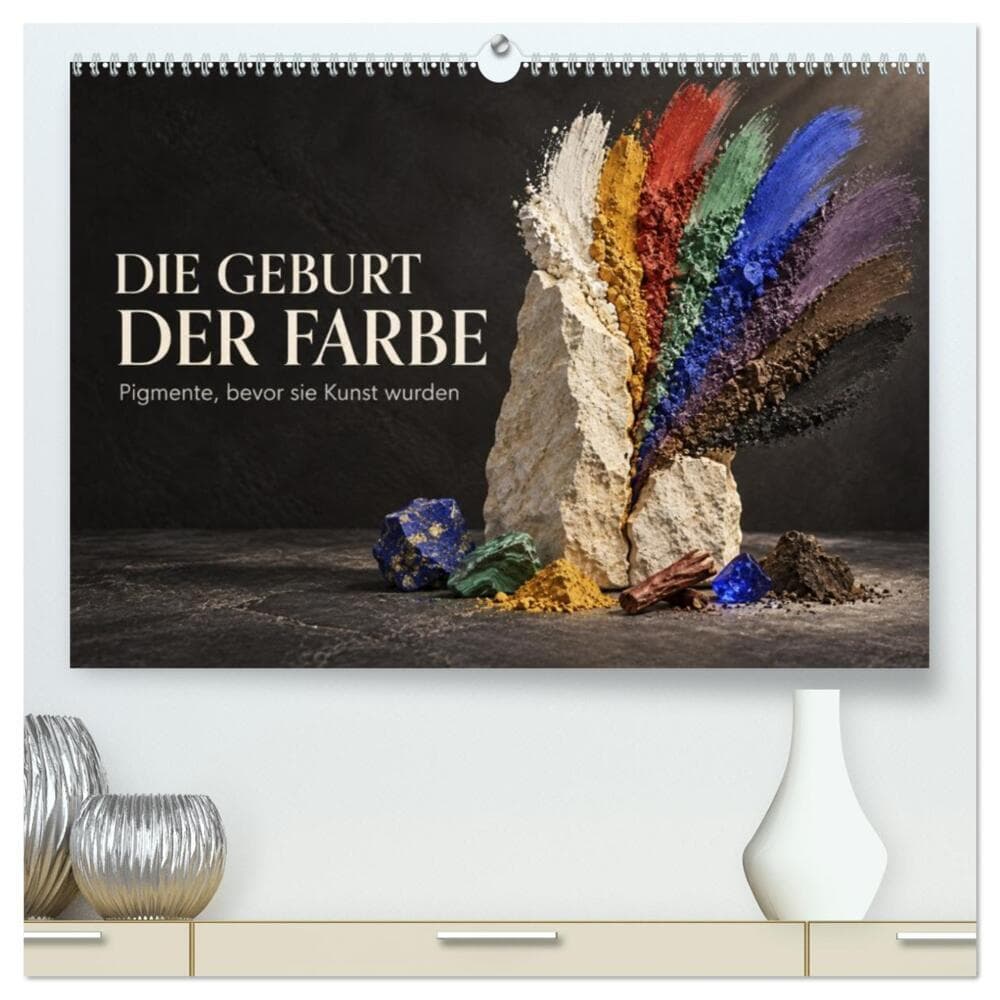 Die Geburt der Farbe - Pigmente, bevor sie Kunst wurden (hochwertiger Premium Wandkalender 2027 DIN A2 quer), Kunstdruck in Hochglanz: Zwölf außergewöhnliche Pigmente zeigen in eindrucksvollen Bildern, wie aus Stein, Erde, Wurzeln und Glas kostbare Farben entstehen.