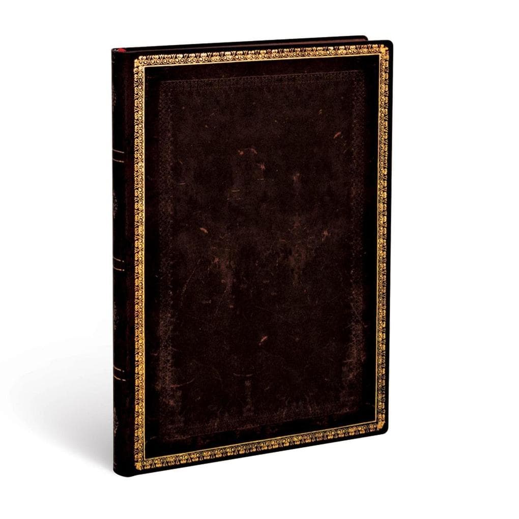 Paperblanks | Black Moroccan | Old Leather Collection | Softcover Flexi | Midi | Lined | 176 Pg | 100 GSM