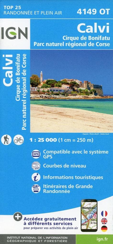 Calvi. Cirque de Bonifatu. Parc naturel régional de Corse 1 :25 000