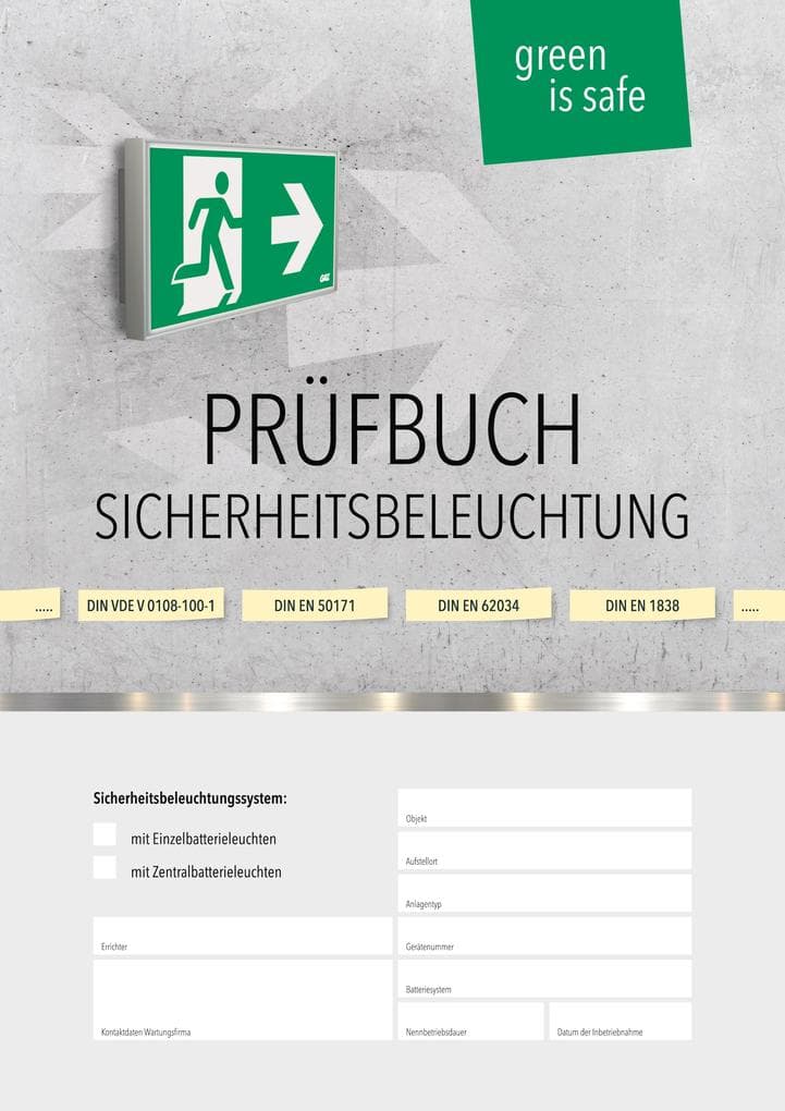 Prüfbuch für Sicherheitsbeleuchtungssysteme