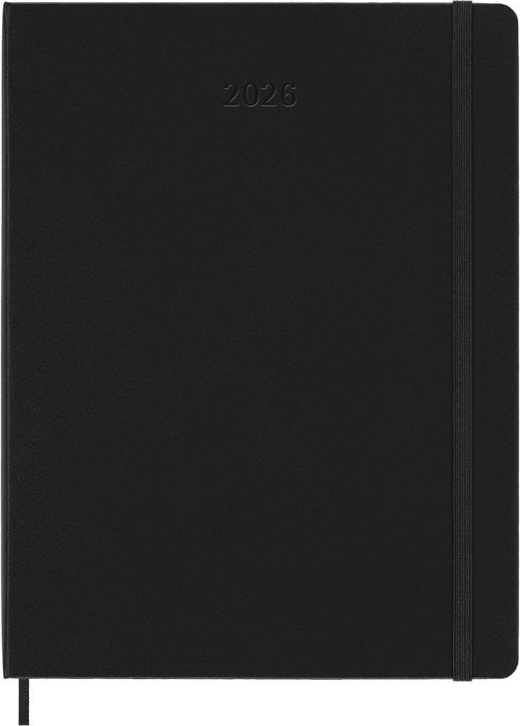 Moleskine 12 Monate Pro Wochen Notizkalender 2026, Pro XL, 1 Wo = 2 Seiten, vertikal, Spalten für Notizen, fester Einband, Schwarz<BR>