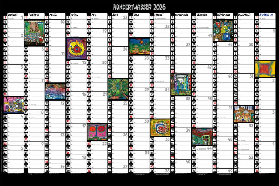 Hundertwasser Jahresplaner Art 2026