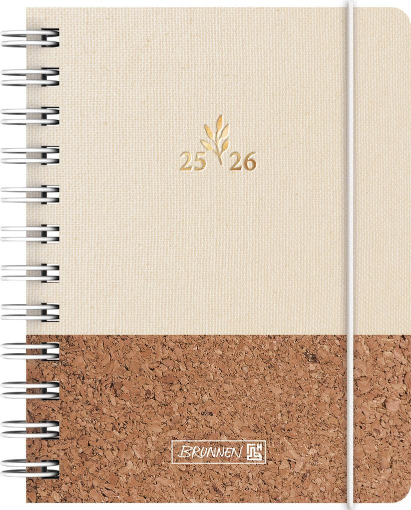 BRUNNEN Schülerkalender (2025/2026) "Naturality", 1 Seite = 1 Tag, A6, 352 Seiten, Textil-Einband