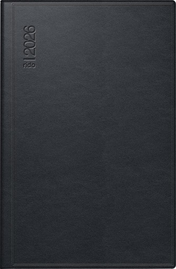 rido/idé 7016288906 | Taschenkalender Mod. Industrie II 2026 | A7, Leder, schwarz