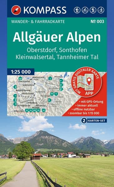 KOMPASS Wanderkarten-Set 003 Allgäuer Alpen, Oberstdorf, Sonthofen, Kleinwalsertal, Tannheimer Tal (2 Karten) 1:25.000