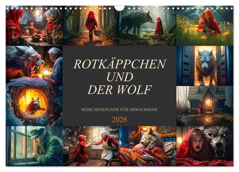 Rotkäppchen und der Wolf (Wandkalender 2026 DIN A3 quer), CALVENDO Monatskalender
