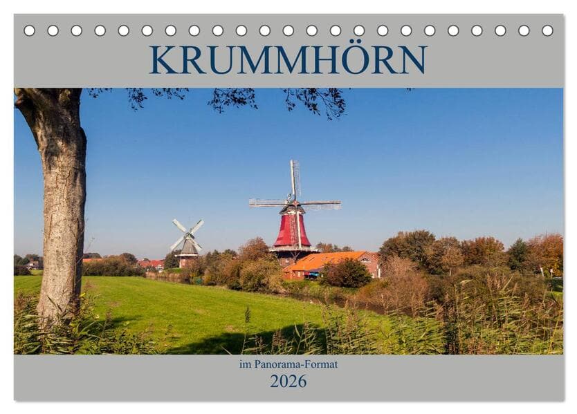 Krummhörn im Panorama-Format (Tischkalender 2026 DIN A5 quer), CALVENDO Monatskalender