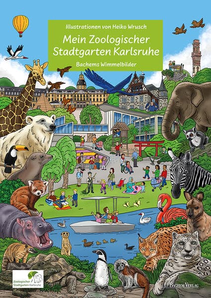 Mein Zoologischer Stadtgarten Karlsruhe - Wimmelbilderbuch für Kinder mit liebevollen Illusttrationen von Heiko Wrusch