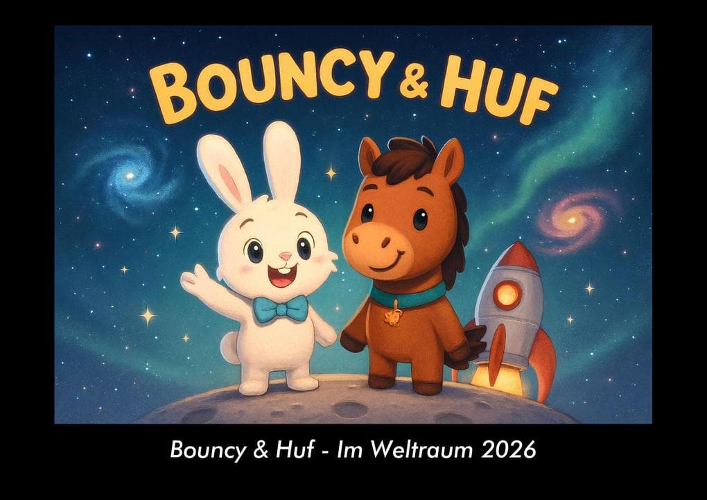 Bouncy & Huf - Im Weltraum 2026 Fotokalender DIN A3
