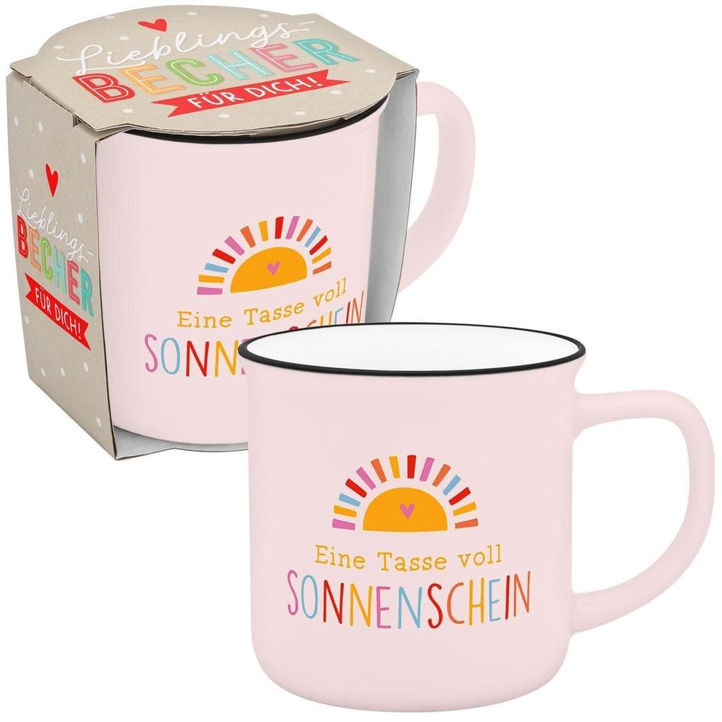 Becher in Emailloptik "Eine Tasse voll Sonnenschein"