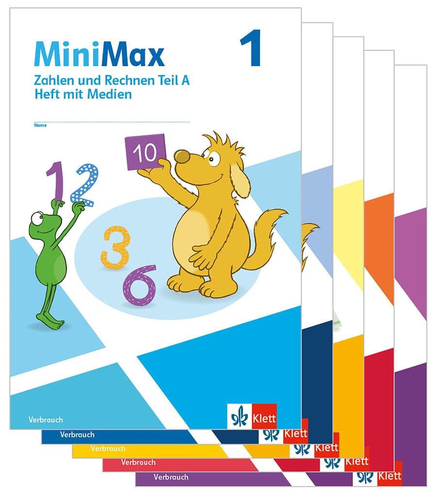 MiniMax 1. Paket Themenhefte mit Medien (5 Hefte: Zahlen und Rechnen A & B, Größen und Sachrechnen, Geometrie, Teste-dich-selbst, Beilage) - Verbrauch Klasse 1