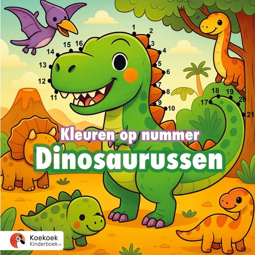 Kleuren op nummer: Dinosaurussen