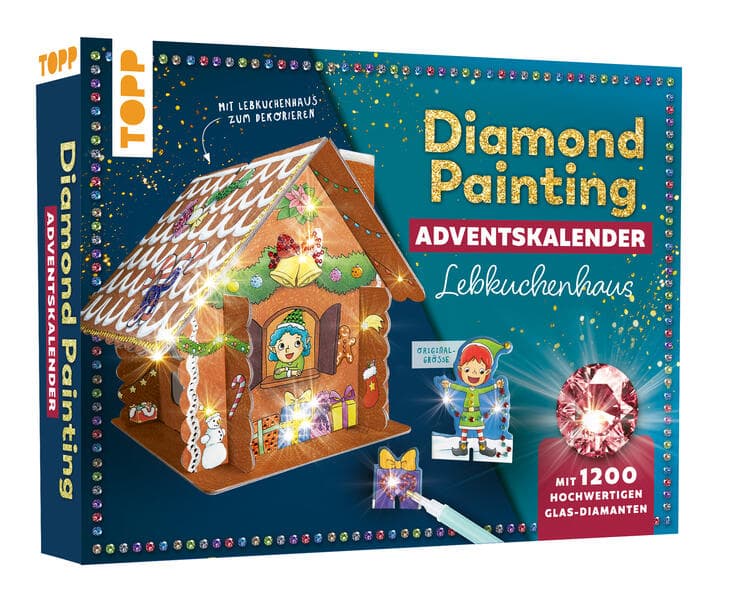 Diamond Painting Adventskalender Lebkuchenhaus. Mit Material und Werkzeug