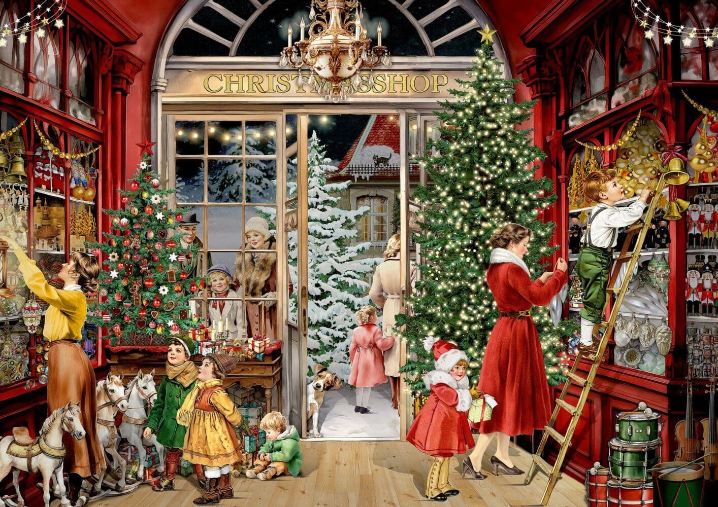 A4-Wand-Adventskalender - Nostalgischer Weihnachtsladen