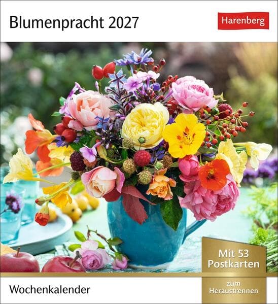 Blumenpracht Postkartenkalender 2027 - Wochenkalender mit 53 Postkarten