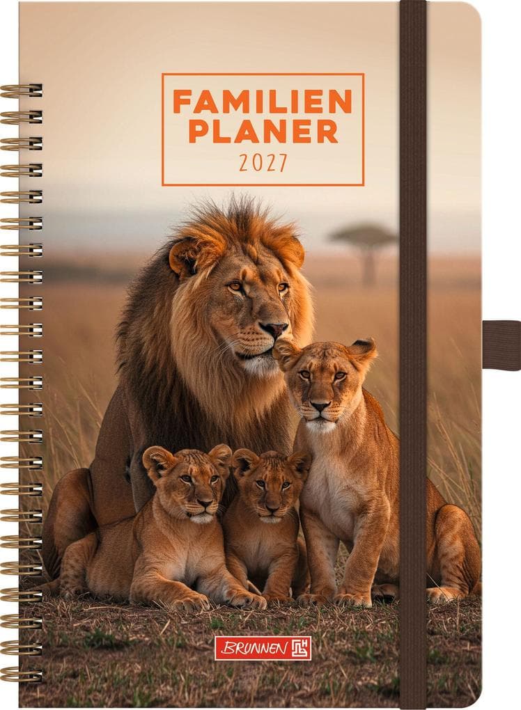 BRUNNEN 1070290027 Buchkalender Familienplaner 2027 "Lions" A5, Papier