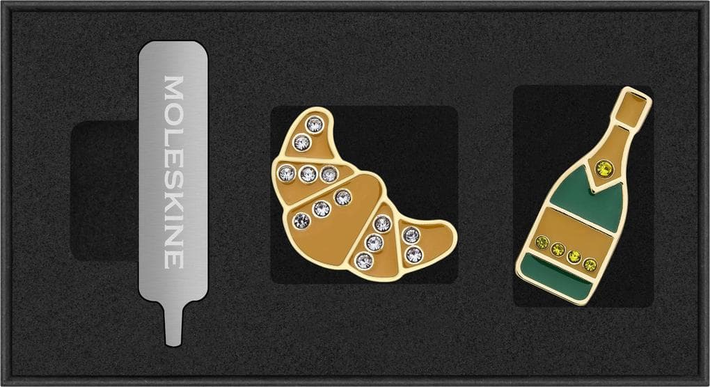 Moleskine Country Pins Frankreich (2er-Set), Croissant + Champagner