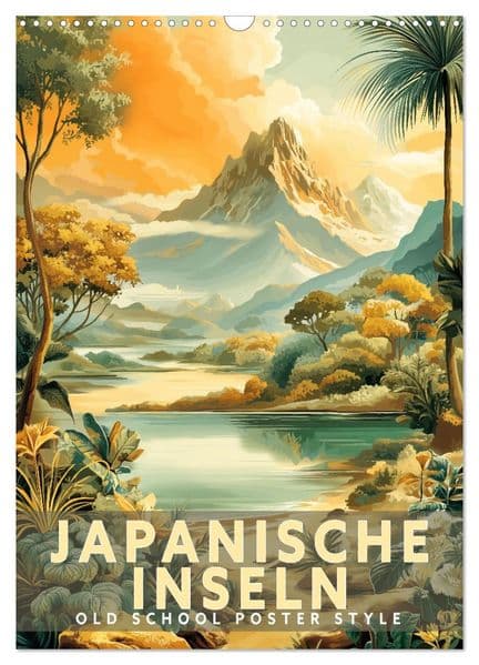 Japanische Inseln - Old School Poster Style (Wandkalender 2027 DIN A3 hoch), CALVENDO Monatskalender