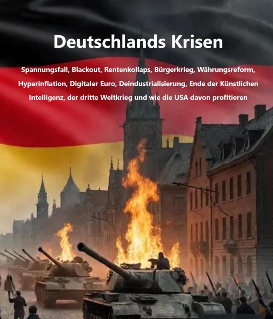 Deutschlands Krisen - Spannungsfall, Blackout, Rentenkollaps, Bürgerkrieg, Währungsreform, Hyperinflation, Digitaler Euro, Deindustrialisierung, Ende der Künstlichen Intelligenz, der dritte Weltkrieg und wie die USA davon profitieren
