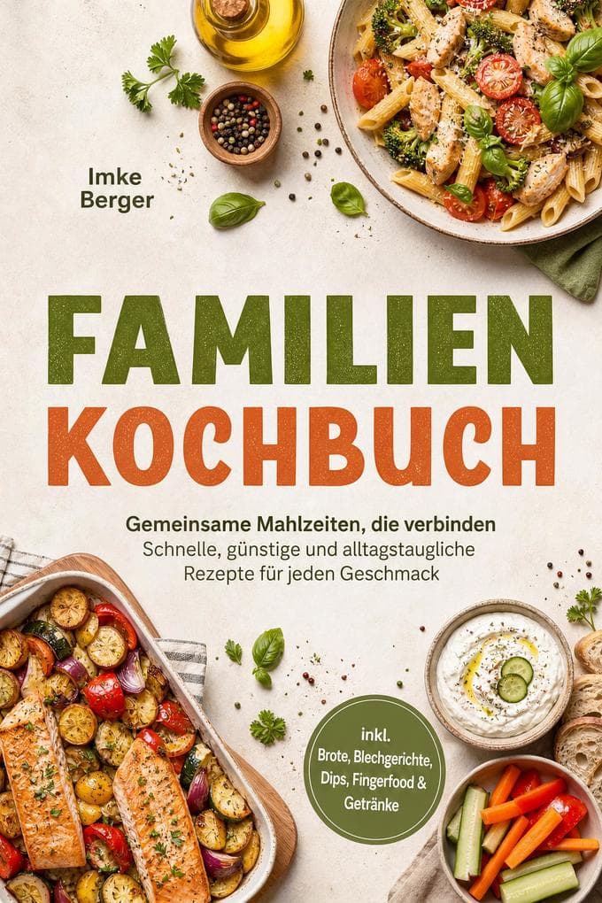 Familien Kochbuch: Gemeinsame Mahlzeiten, die verbinden - Schnelle, günstige und alltagstaugliche Rezepte für jeden Geschmack inkl. Brote, Blechgerichte, Dips, Fingerfood & Getränke