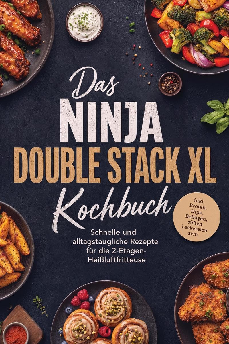 Das Ninja Double Stack XL Kochbuch: Schnelle und alltagstaugliche Rezepte für die 2-Etagen-Heißluftfritteuse - inkl. Broten, Dips, Beilagen, süßen Leckereien uvm.