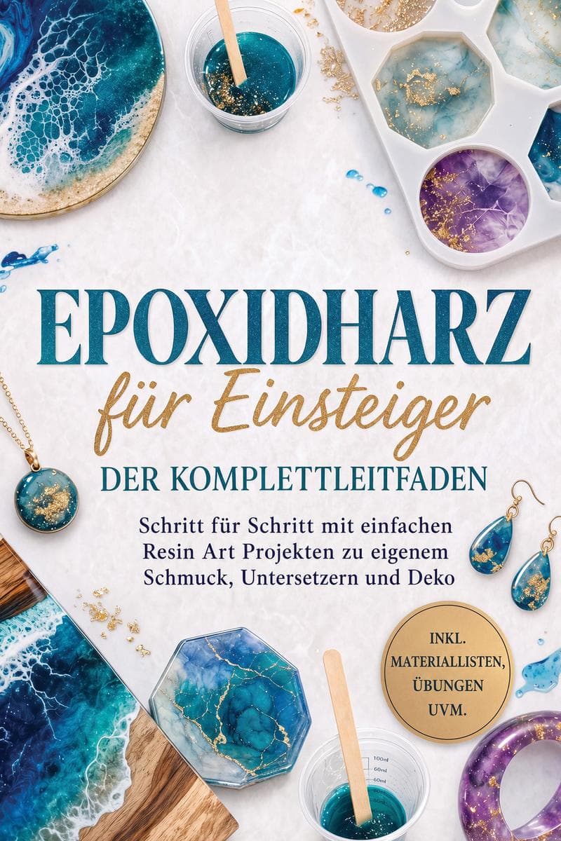 Epoxidharz für Einsteiger - Der Komplettleitfaden: Schritt für Schritt mit einfachen Resin Art Projekten zu eigenem Schmuck, Untersetzern und Deko - inkl. Materiallisten, Übungen uvm.