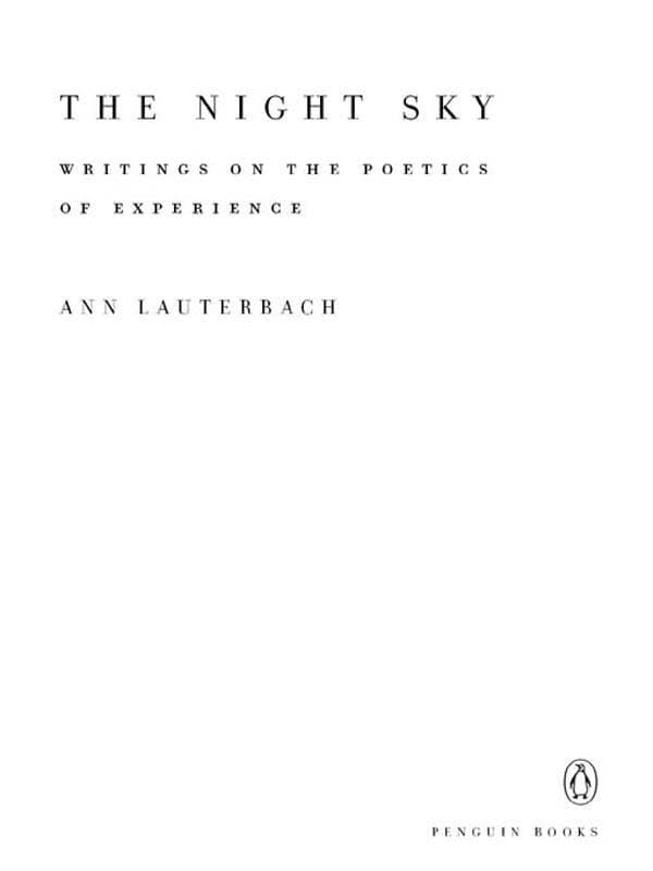 The Night Sky: Writings on the Poetics of Experience