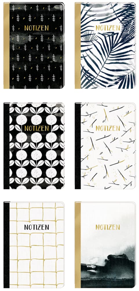 Notizhefte - All about black & white - DIN A5. 1 Exemplar, Motiv nicht frei wählbar: verschiedene Designs