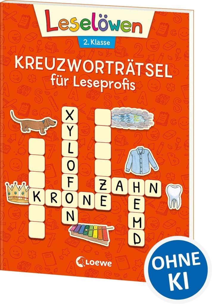 Leselöwen Kreuzworträtsel für Leseprofis - 2. Klasse (Rotorange): Rätselbuch zum Lesenlernen für Kinder ab 7 Jahre