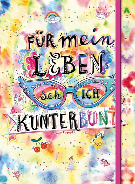 Für mein Leben seh ich kunterbunt (Notizbuch No. 2 Emma Flint). DIN A5 punktkariert mit farbiger Einstecktasche, Lesebändchen und Verschlussgummi: Wunderschöne Geschenk-Idee, verwendbar als Tagebuch, Bullet Journal, zum Aufschreiben von Gedanken und Ideen, als Alltagsbegleiter, Achtsamkeits- oder Dankbarkeits-Tagebuchs