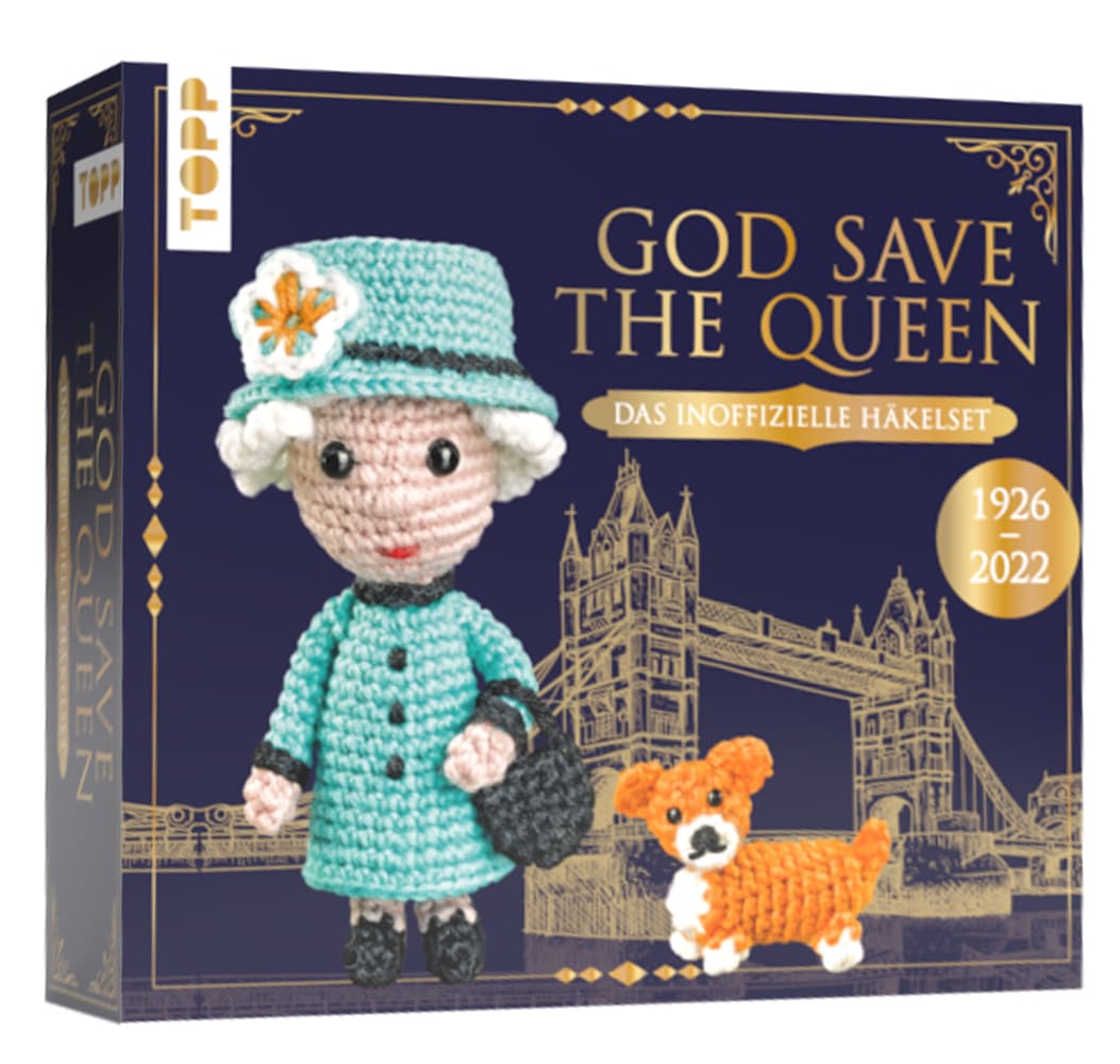 Häkelset God save the Queen: Das inoffizielle Häkelset mit Anleitung und Material für Queen und Corgi zum Selber-Häkeln. Fertige Modelle ca. 15 cm und 5 cm